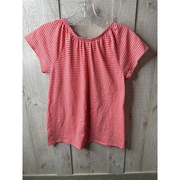 Lot of 2 Girls Coral Pink Striped Top & Navy Blue Pants Zip Ankle Large 10/12 - Picture 3 of 10
